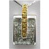 Image 1 : Genuine 0.92ctw Square and Round Cut Diamond Invisible Pendant 14k Two-tone Gold, 3.44g