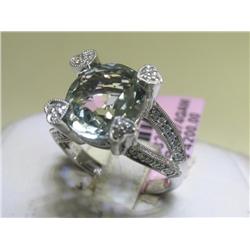 Michael Christoff  Green Amethyst Diamond 14K Ring Sz 7