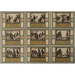 Set 9 (I-X) German Notgeld Zorbig 50 Pfennig 1921