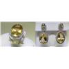 Image 1 : Citrine and Diamonds Ring Sz. 6 3/4 and Earrings Set