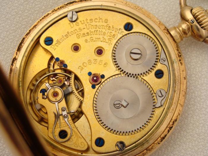 14K Gold Glashutte DUF Antique German Pocket Watch 1920