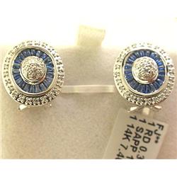 Blue Sapphire & Diamond 14K White Gold Earrings