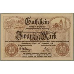 German 20 Mark UNC Gutfchein Rare Paper Money