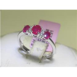 14K White Gold Oval Ruby and Diamonds Ring  Sz. 6 1/2