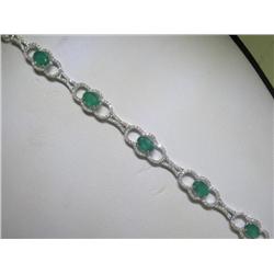 14K White Gold Emerald and Diamonds Bracelet