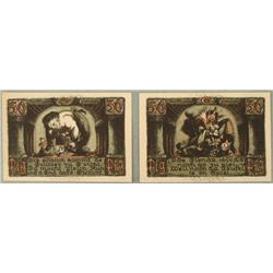 Set 2 German 1922 CU( Dark Subject) Notgeld Cryptic