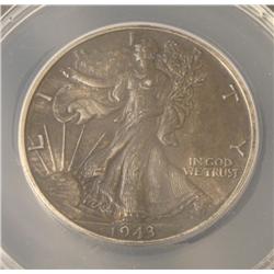 1943 Standing Liberty Half Dollar MS60 ANACS Certified