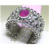 Image 1 : 14K White Gold Ruby and Diamonds Ring Size 7
