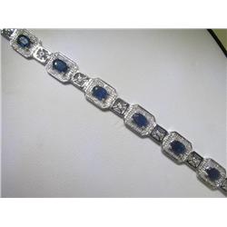 14K White Gold Blue Sapphire and Diamonds Bracelet