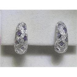 14K White Gold Amethyst and Diamonds Earrings