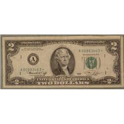 1976 $2 Star Note Two Dollar Bill Boston A Mint