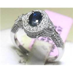 Blue Sapphire & Diamond Ring, Michael Christoff, Size 7