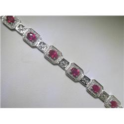 14K White Gold Ruby and Diamonds Bracelet