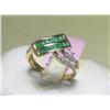 Image 1 : 14K Yellow Gold Emerald and Diamonds Ring Sz. 6.5
