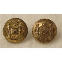 2 Wisconsin State Brass Coat Buttons Post Civil War