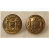 Image 1 : 2 Wisconsin State Brass Coat Buttons Post Civil War