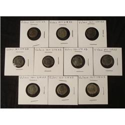 10 Diff Ancient Valens 364-378 A.D. Roman Coins