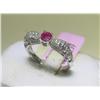 Image 1 : 14K White Gold Ruby and Diamonds Ring, Sz. 7