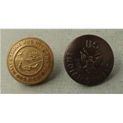 2 U.S. Indian Service Coat Buttons "God Helps" Vintage