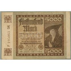 1922 5000 German Mark Inflationary Currency Note