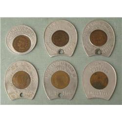 6 Encased Lucky Pennies-Chicago, Bank, Studebaker,Gobbo