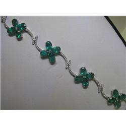 14K White Gold Emerald and Diamonds Bracelet
