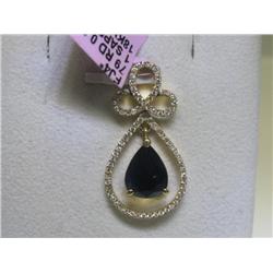 Blue Sapphire Diamond Pendant 18K Yellow Gold
