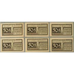 1 Set of 6 Diff CU Notes German Solbad 50 Pfennig 1921