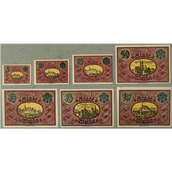 7 CU Dif German Notgeld Pfennig Set 1921 Paper Money