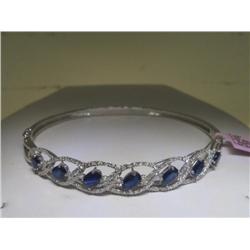 Blue Sapphire and Diamonds Bangle