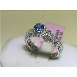 Blue Sapphire and Diamonds Ring
