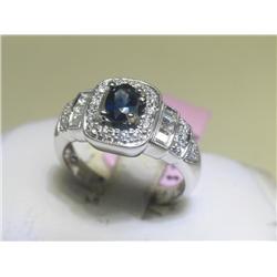 Blue Sapphire and Diamonds Ring