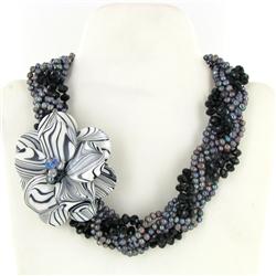 1365twc MOP Pearl & Crystal Necklace (JEW-3312)