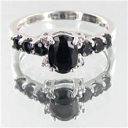 Lab Sapphire & Naturel Diamond 9k Ring (JEW-3318)