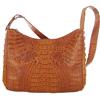 Image 1 : Ladies Golden Tan Crocodile Skin Handbag Purse (ACT-274)