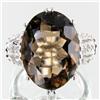 Image 1 : 40.5twc Smoky Quartz Diamond Sterling Ring (JEW-3417)