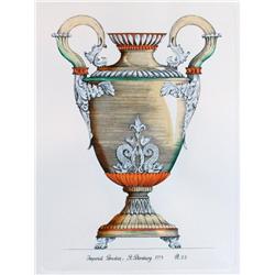 PORCELAIN ETCHING HAND COLORED MITRA LTD ED
