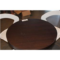 LOT OF CAFÉ FURNITURE INCLUDING 6 WOOD TOP TABLES AND 24 WHITE DESIGNER CHAIRS