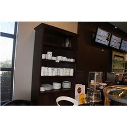 8FT TALL DARK WOOD RETAIL DISPLAY CABINET