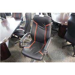 BLACK W/RED TRIM EXECUTIVE LEATHER CHAIR