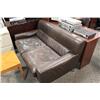 Image 1 : BROWN LEATHER RECEPTION LOVE SEAT W/COFFEE TABLE