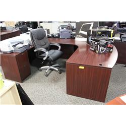 MAHOGANY BOWFRONT U-SHAPE EXECUTIVE DESK