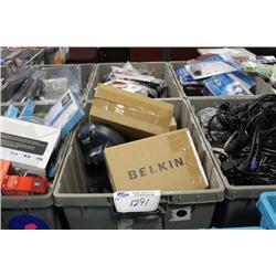 BIN OF ELECTRONIC STORE INVENTORY