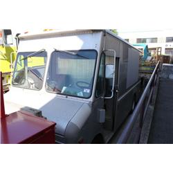 1987 GREY GMC KURBMASTER CUBE VAN