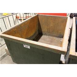 GREEN METAL MOBILE BIN