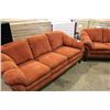 Image 1 : RED OVERSTUFFED COUCH & LOVE SEAT SET