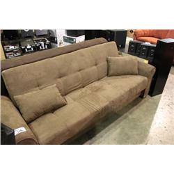BROWN MICROFIBRE FUTON