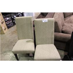 2 BEIGE PATTERNED SIDE CHAIRS