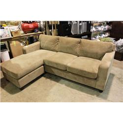 BEIGE MICROFIBRE 3 SEATER LOUNGE COUCH