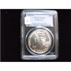 1993 JEFFERSON SILVER $1 PCGS MS 69